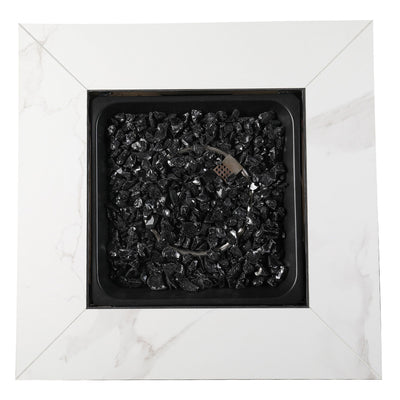 Endless Summer 30 inch Gas Fire Pit Table with Cover, Faux Marble Finish (Used) - VMInnovations