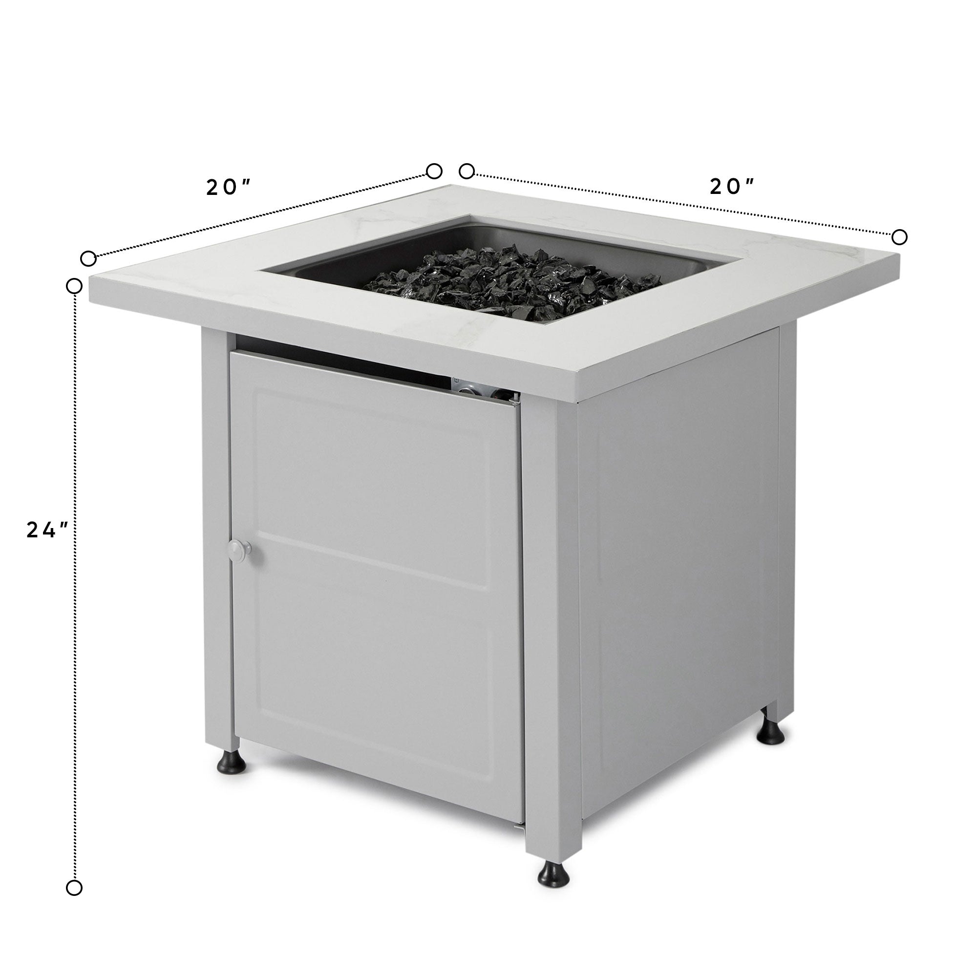 Endless Summer 30 inch Gas Fire Pit Table with Cover, Faux Marble Finish (Used) - VMInnovations