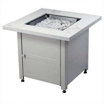 Endless Summer All Weather Fire Pit, Faux Marble Finish, White Glass (Open Box)