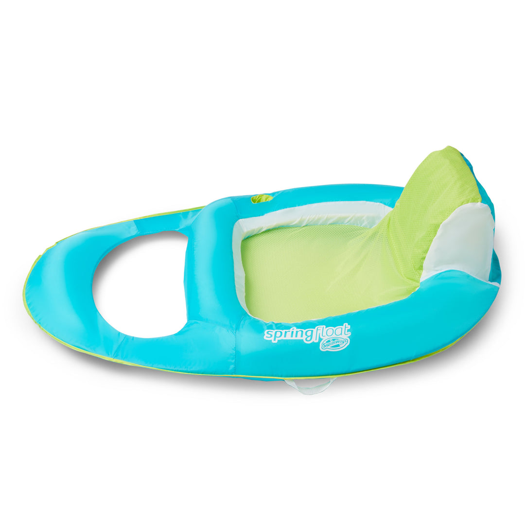 SwimWays Spring Float Inflatable Recliner Pool Lounger w/Cup Holder, Aqua & Lime