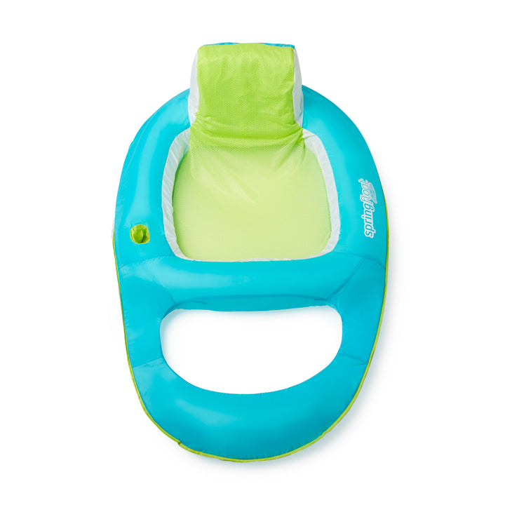 SwimWays Spring Float Inflatable Recliner Pool Lounger w/Cup Holder, Aqua & Lime