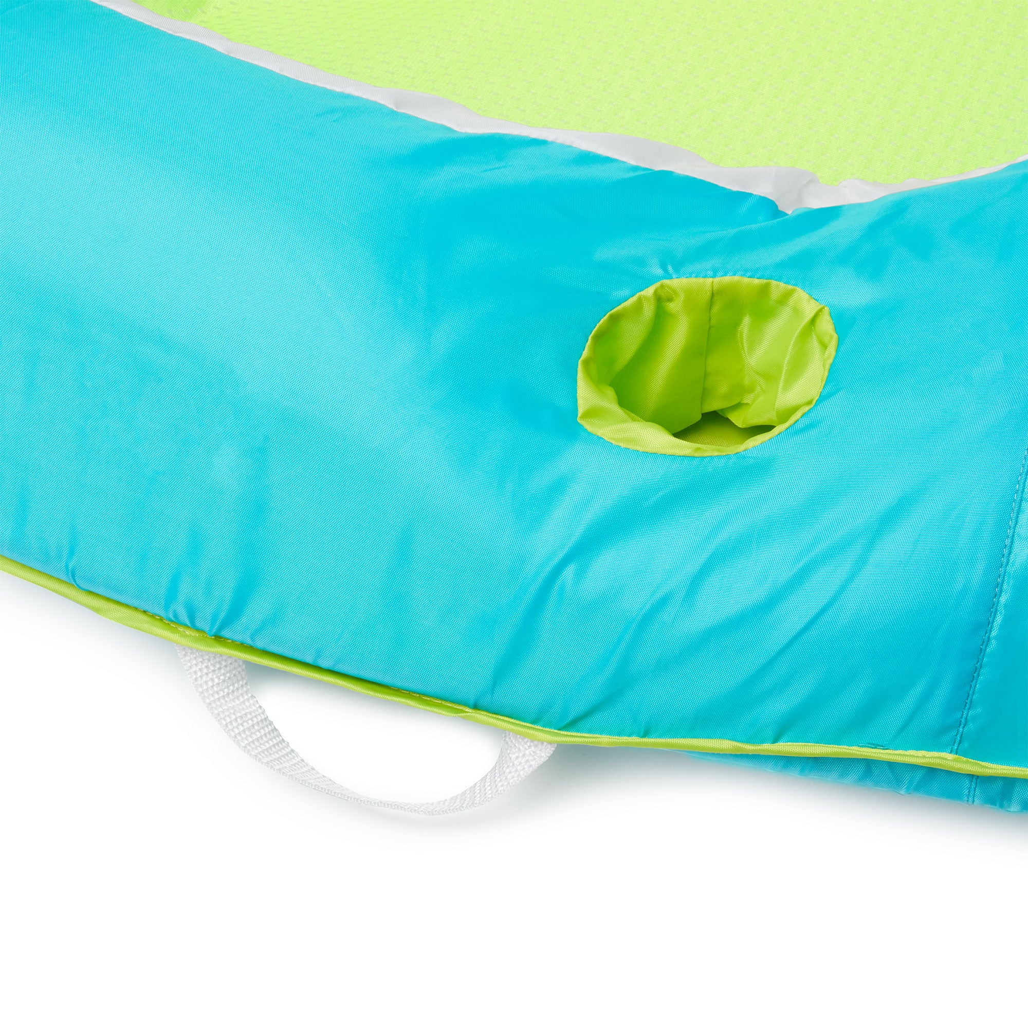 SwimWays Spring Float Inflatable Recliner Pool Lounger w/Cup Holder, Aqua & Lime - VMInnovations