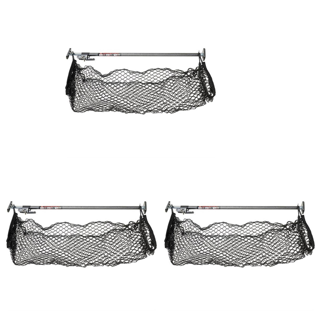 Keeper Kargo Bar Pickup Truck Adjustable Expandable Ratchet Storage Net (3 Pack)