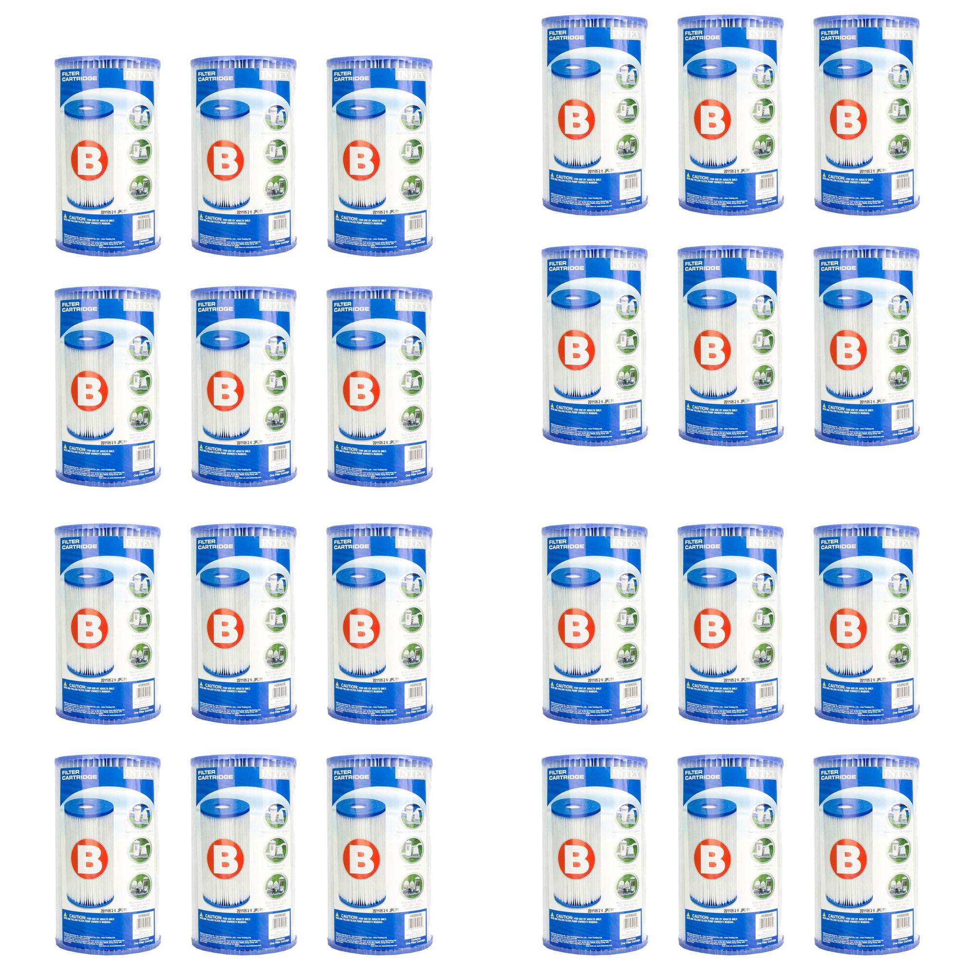 Intex Pool Easy Set Type B Replacement Filter Pump Cartridge (24 Cartridges) - VMInnovations