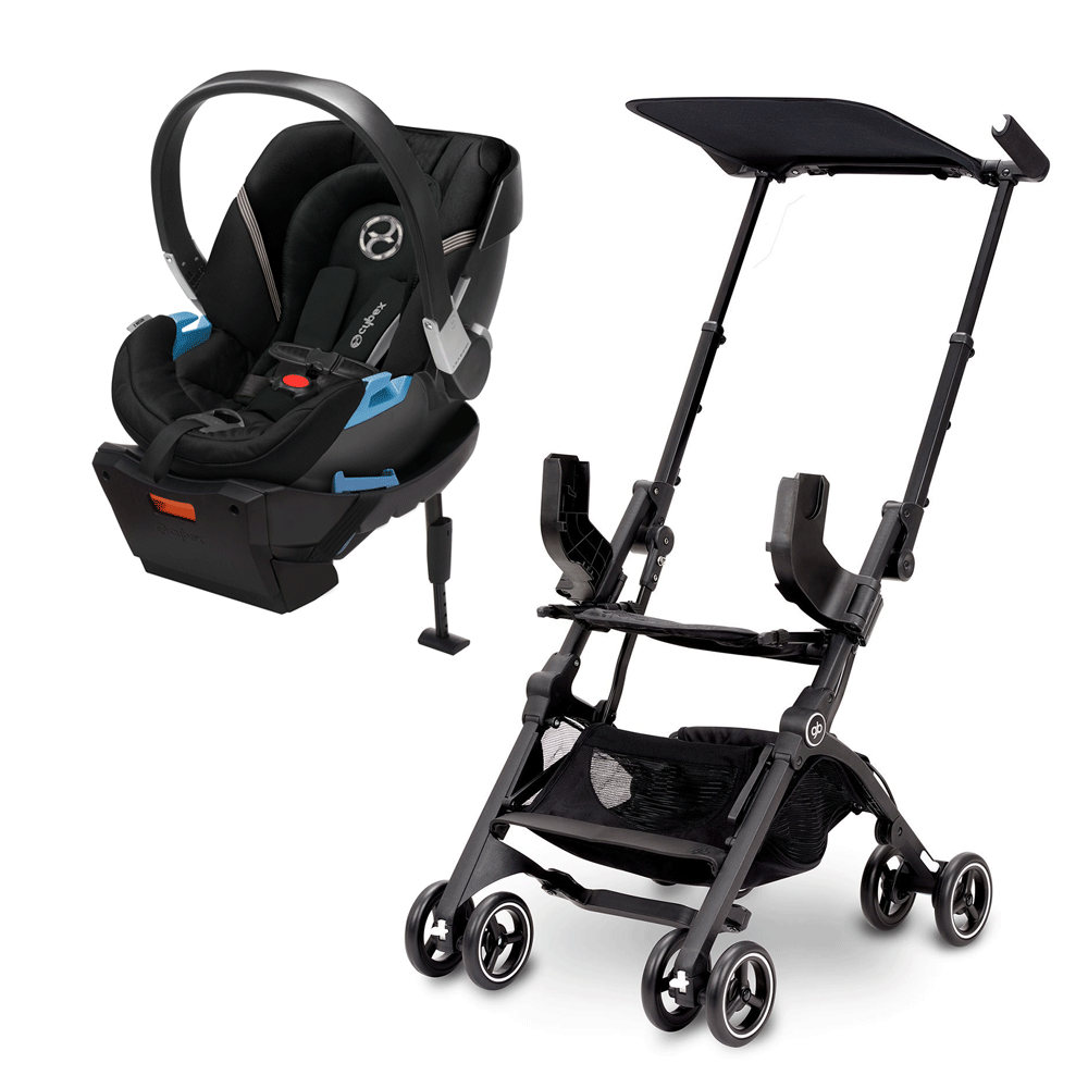 gb POCKIT GO Car Seat Carrier, Satin Black & CYBEX Aton 2 Car Seat, Black Beauty