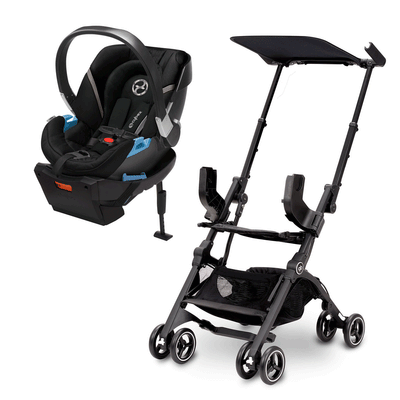 gb POCKIT GO Car Seat Carrier, Satin Black & CYBEX Aton 2 Car Seat, Black Beauty