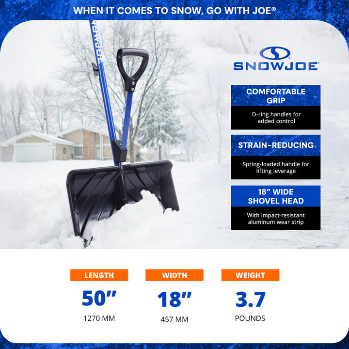 Snow Joe Shovelution Snow Shovel, Strain Reducing w/Spring Assisted Handle(Used)