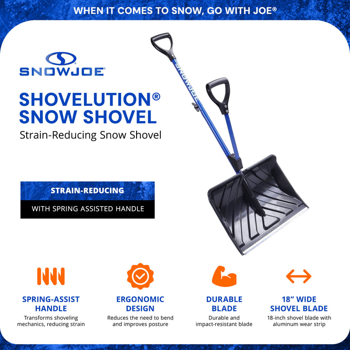 Snow Joe Shovelution Snow Shovel, Strain Reducing w/Spring Assisted Handle(Used)