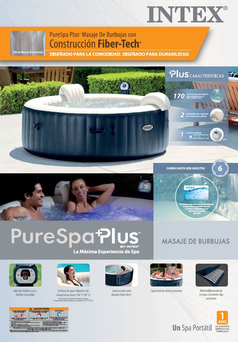 Intex PureSpa 4-Person Inflatable Heated Bubble Hot Tub With Soft Foam Headrest - VMInnovations