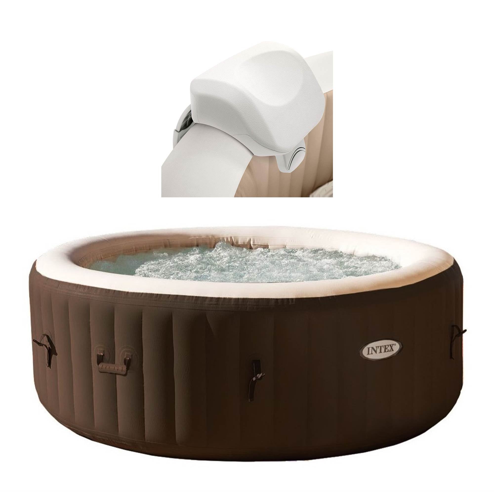 Intex 28403VM Pure Spa 4-Person Inflatable Heated Hot Tub And Soft Foam Headrest