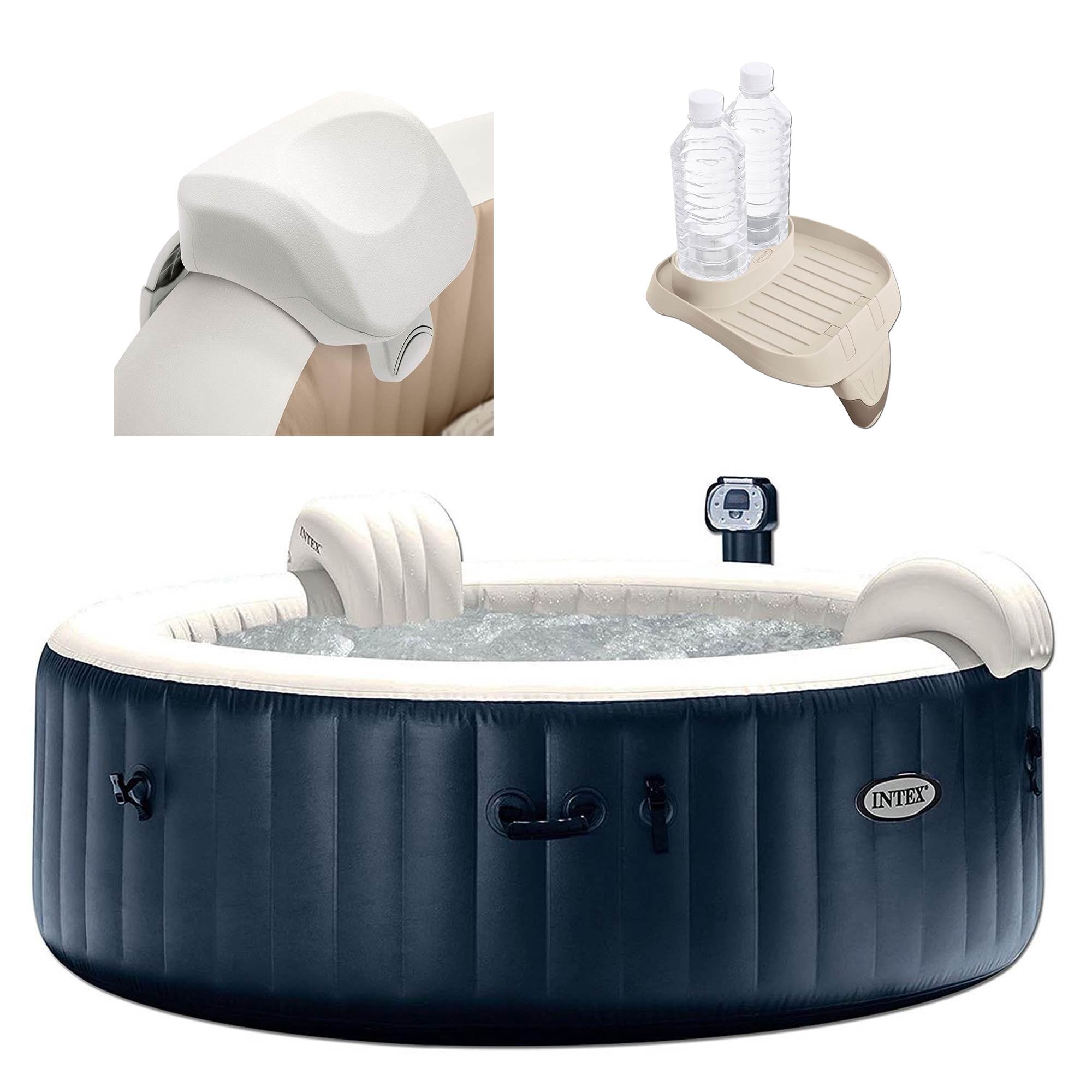 Intex PureSpa Inflatable Bubble Jets 6 Person Hot Tub with Headrest & Cup Holder