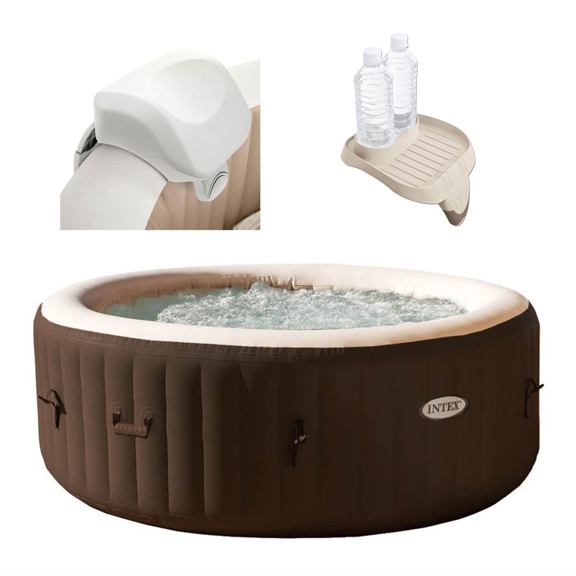 Intex 28403VM Pure Spa 4 Person Inflatable Hot Tub With Headrest And Cup Holder