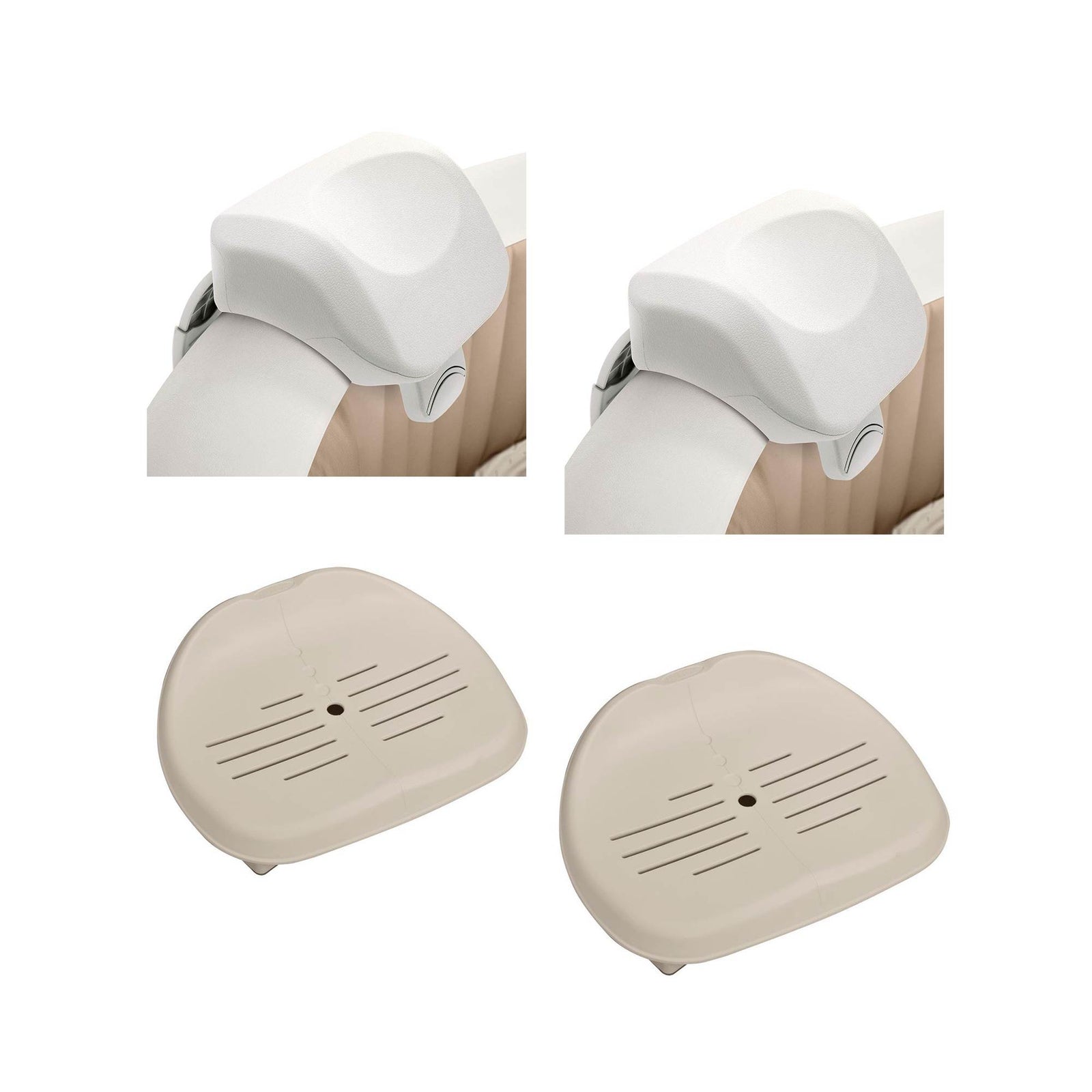 Intex 28505E PureSpa Foam Headrest (2 Pack) & Intex 28502E Hot Tub Seat (2 Pack) - VMInnovations