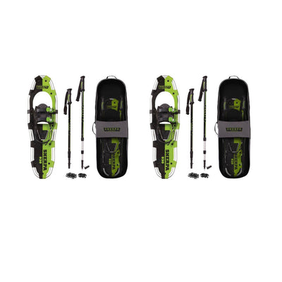 Yukon Charlie's Sherpa 9" x 30" Hiking Snowshoe Kit w/ Poles, Green (2 Pack)