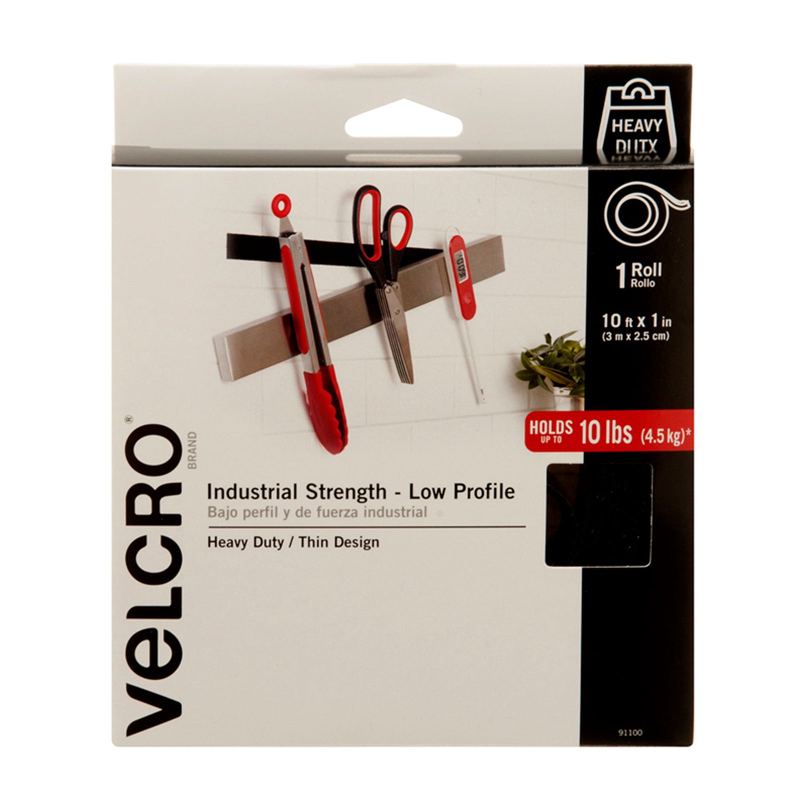 Velcro Brand 10 Foot Industrial Strength 1 Inch Fastener Roll, Black (Open Box) - VMInnovations