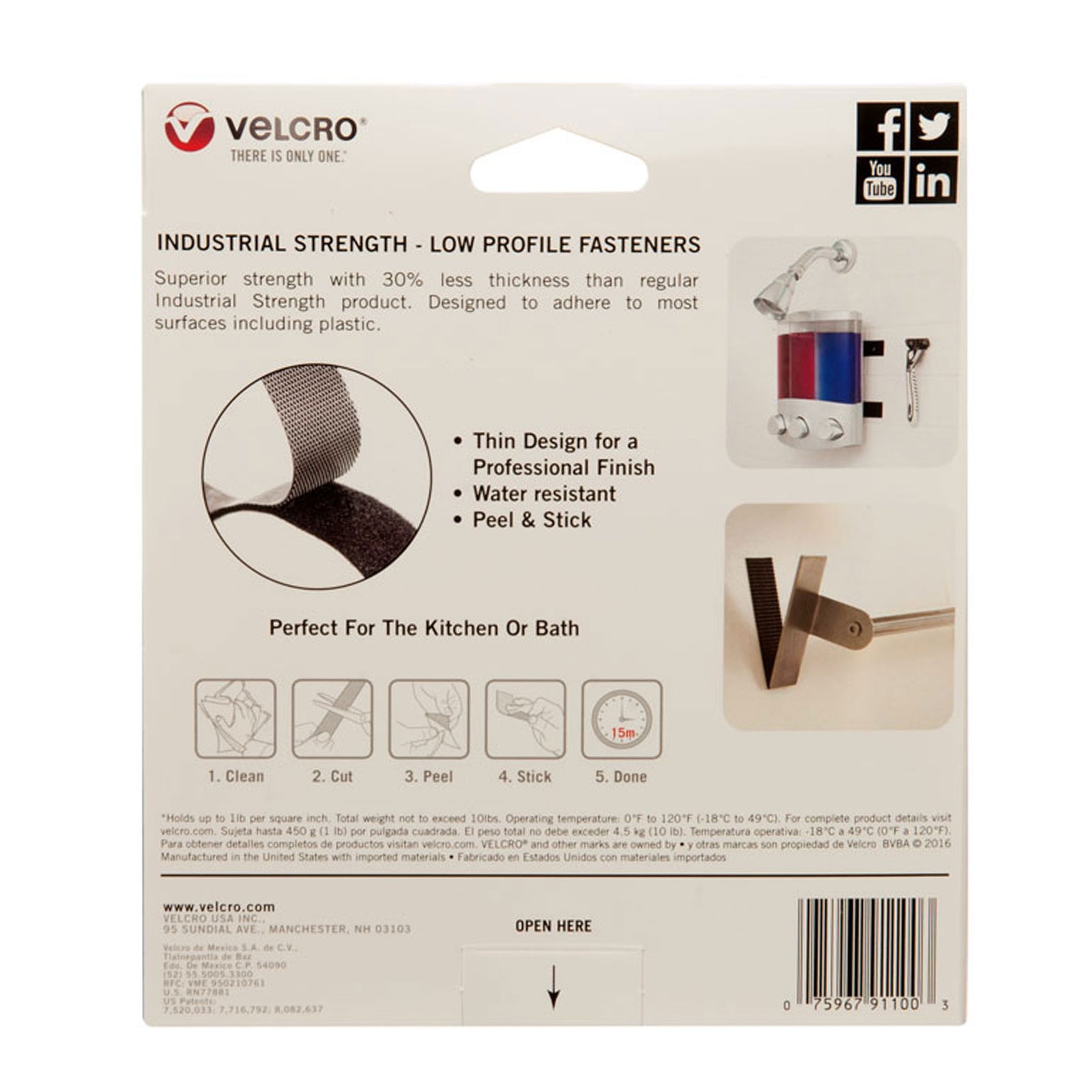 Velcro Brand 10 Foot Industrial Strength 1 Inch Fastener Roll, Black (Open Box) - VMInnovations