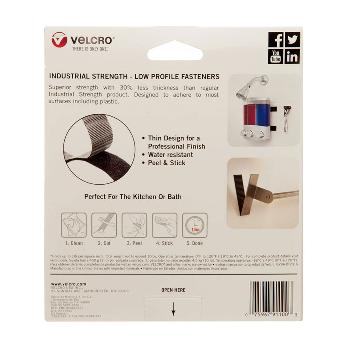 Sterilite 70Qt Ultra Latch Clear Box 4Pk and Velcro 10Ft Low Profile 1" Fastener