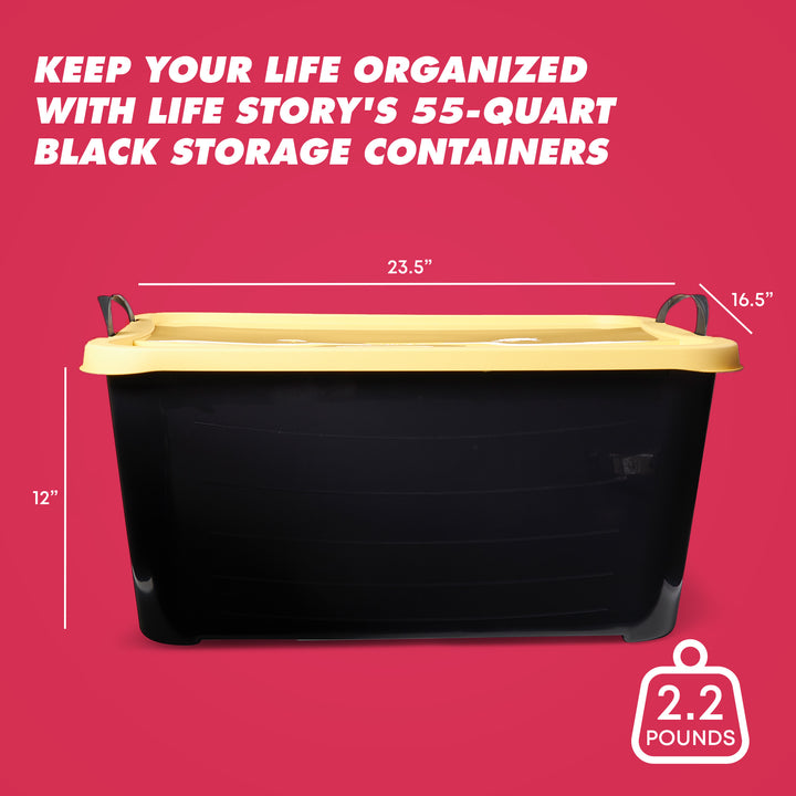 Life Story 55 Quart Stackable Storage Bin, Heavy Duty Lidded Container, 6 Pack - VMInnovations
