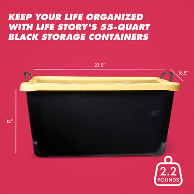 Life Story 55 Quart Stackable Storage Bin, Heavy Duty Lidded Container, 12 Pack