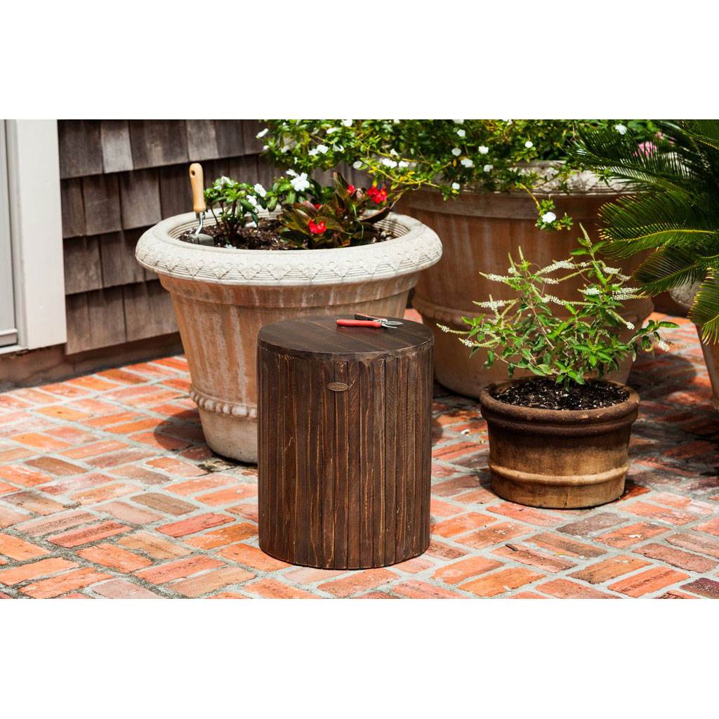 Fire Sense Michael Round Reclaimed Wood Rot Resistant Garden Stool (Open Box)