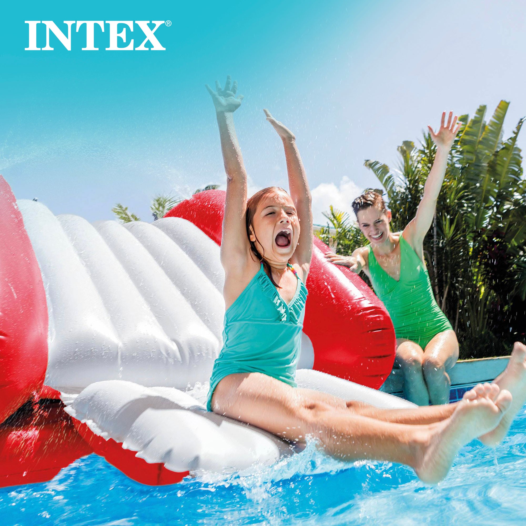 Intex Kool Splash Inflatable Pool Water Slide Play Center with Sprayer, Red - VMInnovations