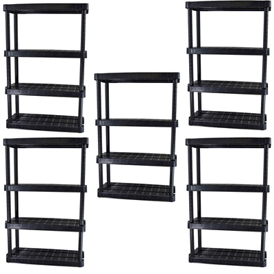 Gracious Living Extra Wide Light Duty Indoor Storage Shelves, Black (5 Pack) - VMInnovations