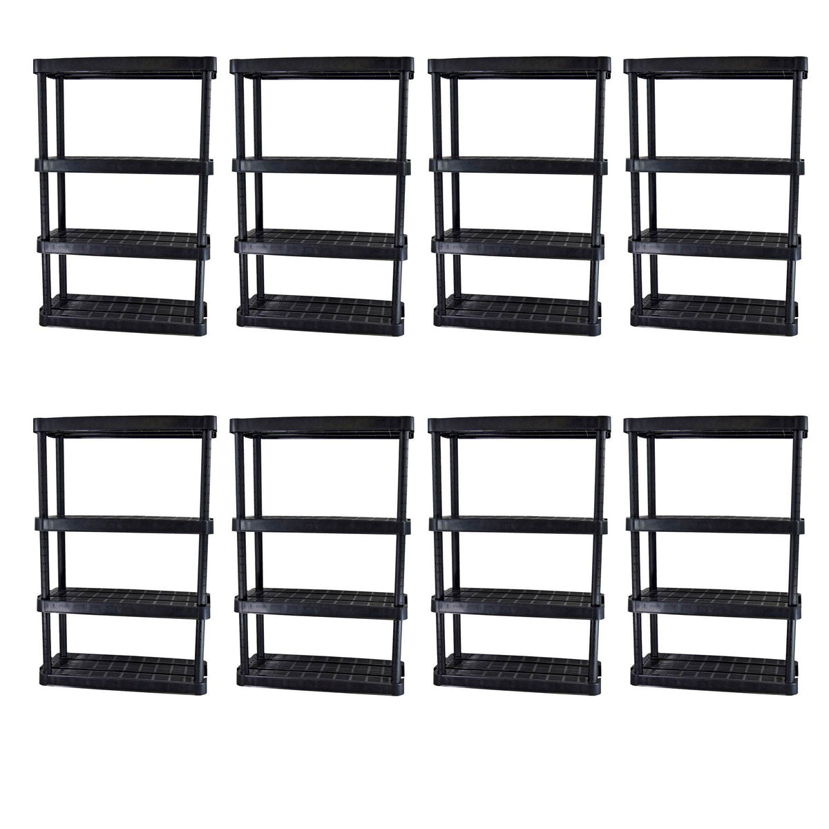 Gracious Living Extra Wide Light Duty Garage Storage Shelves, Black (8 Pack)