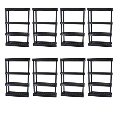 Gracious Living Extra Wide Light Duty Garage Storage Shelves, Black (8 Pack) - VMInnovations