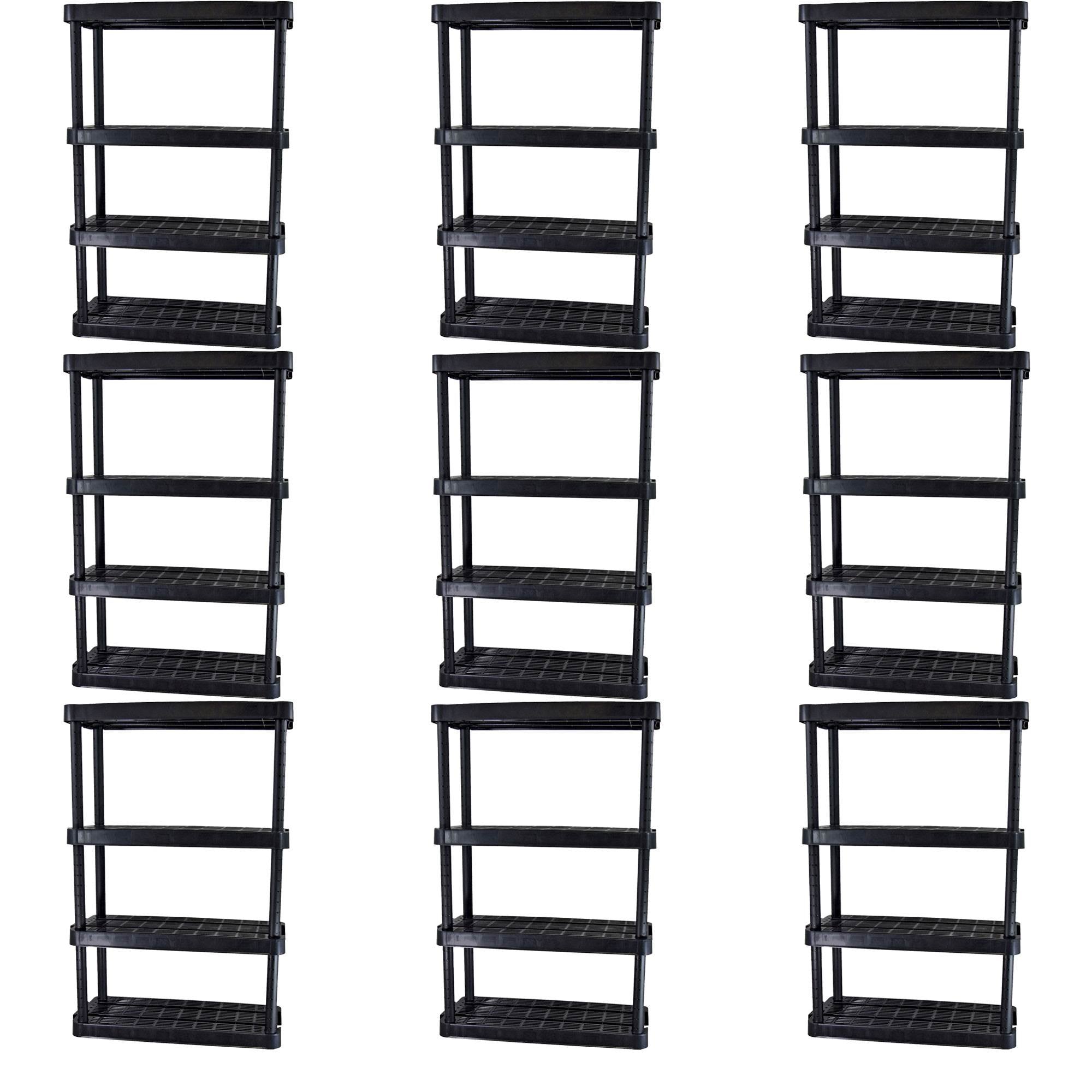 Gracious Living Extra Wide Light Duty Garage Storage Shelves, Black (9 Pack) - VMInnovations