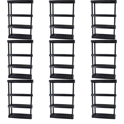 Gracious Living Extra Wide Light Duty Garage Storage Shelves, Black (9 Pack) - VMInnovations
