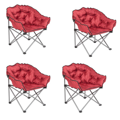 Mac Sports Folding Padded Outdoor Club Chair with Carry Bag, Wine Red (4 Pack)