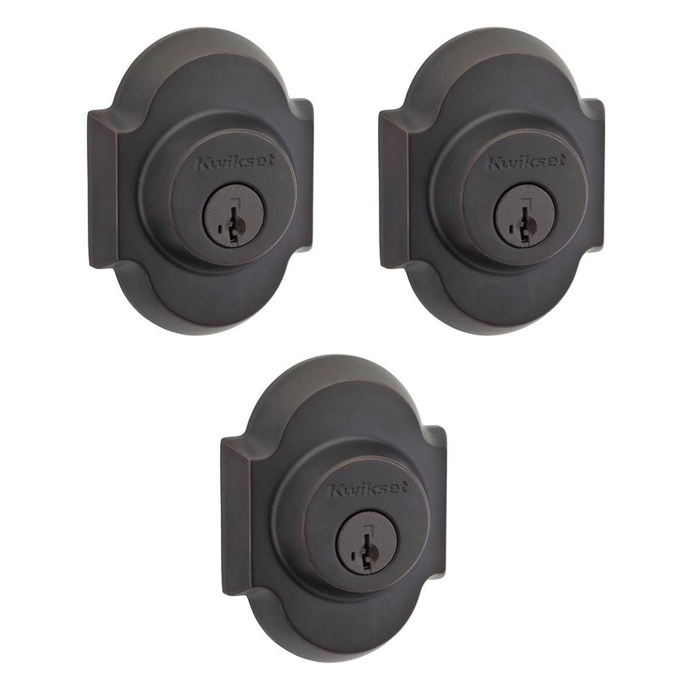 Kwikset 985 Austin Single Cylinder Keyed Deadbolt, Venetian Bronze (3 Pack)