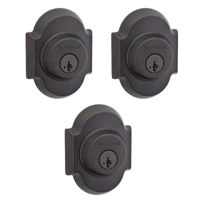 Kwikset 985 Austin Single Cylinder Keyed Deadbolt, Venetian Bronze (3 Pack)