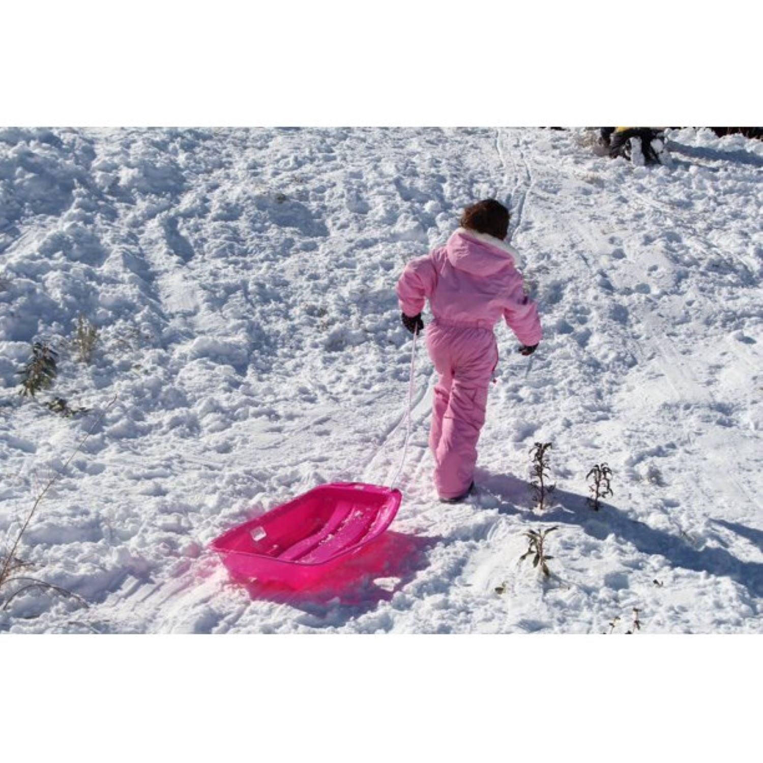 Slippery Racer Sprinter Kids Toddler Plastic Toboggan Snow Sled, Blue (Open Box) - VMInnovations