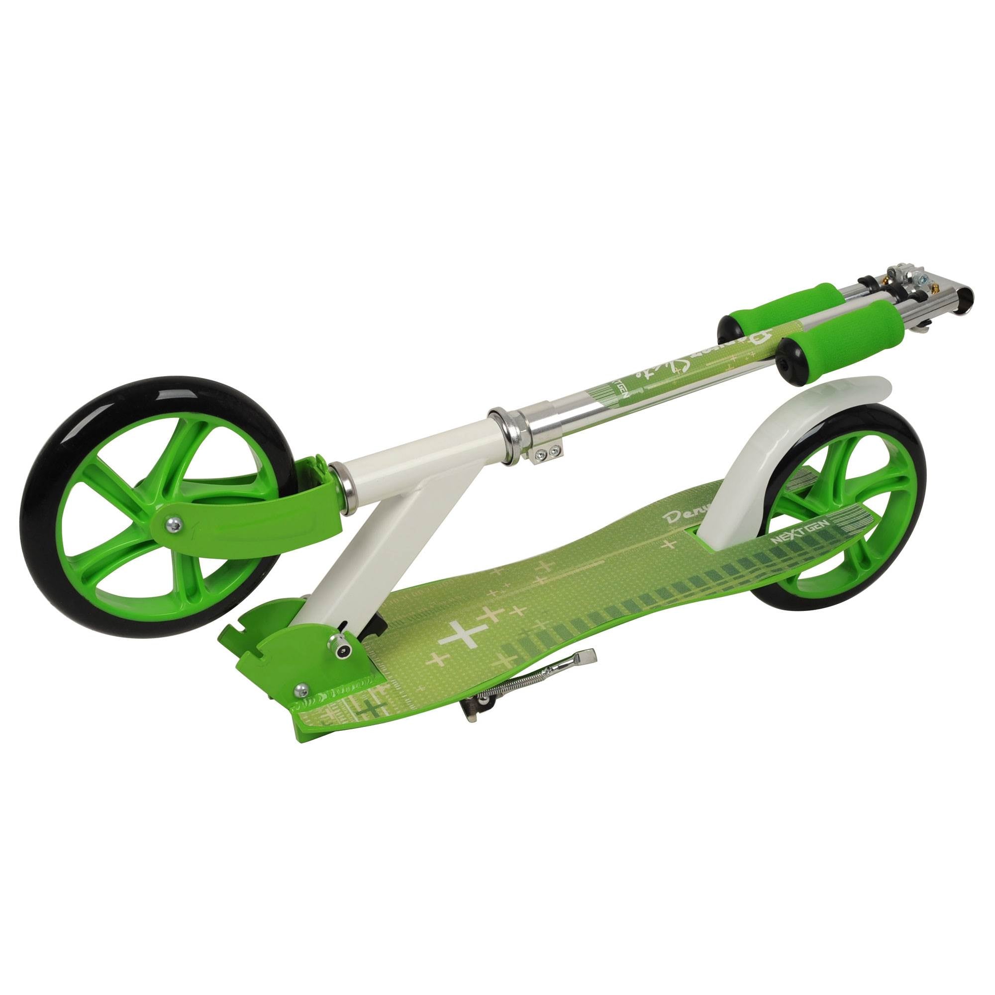 NextGen Scooters Denver Folding Scooter, Green & Razor V17 Helmet, Glossy Black