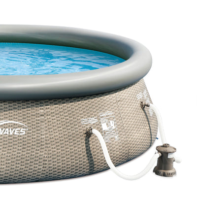 12' x 36" Quick Set Ring Pool with Pump, Grey Wicker (Open Box)