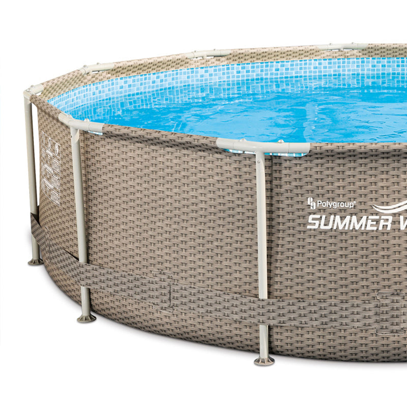 Summer Waves 12" x 30" Outdoor Round Frame Above Ground Swimming Pool with Pump - VMInnovations