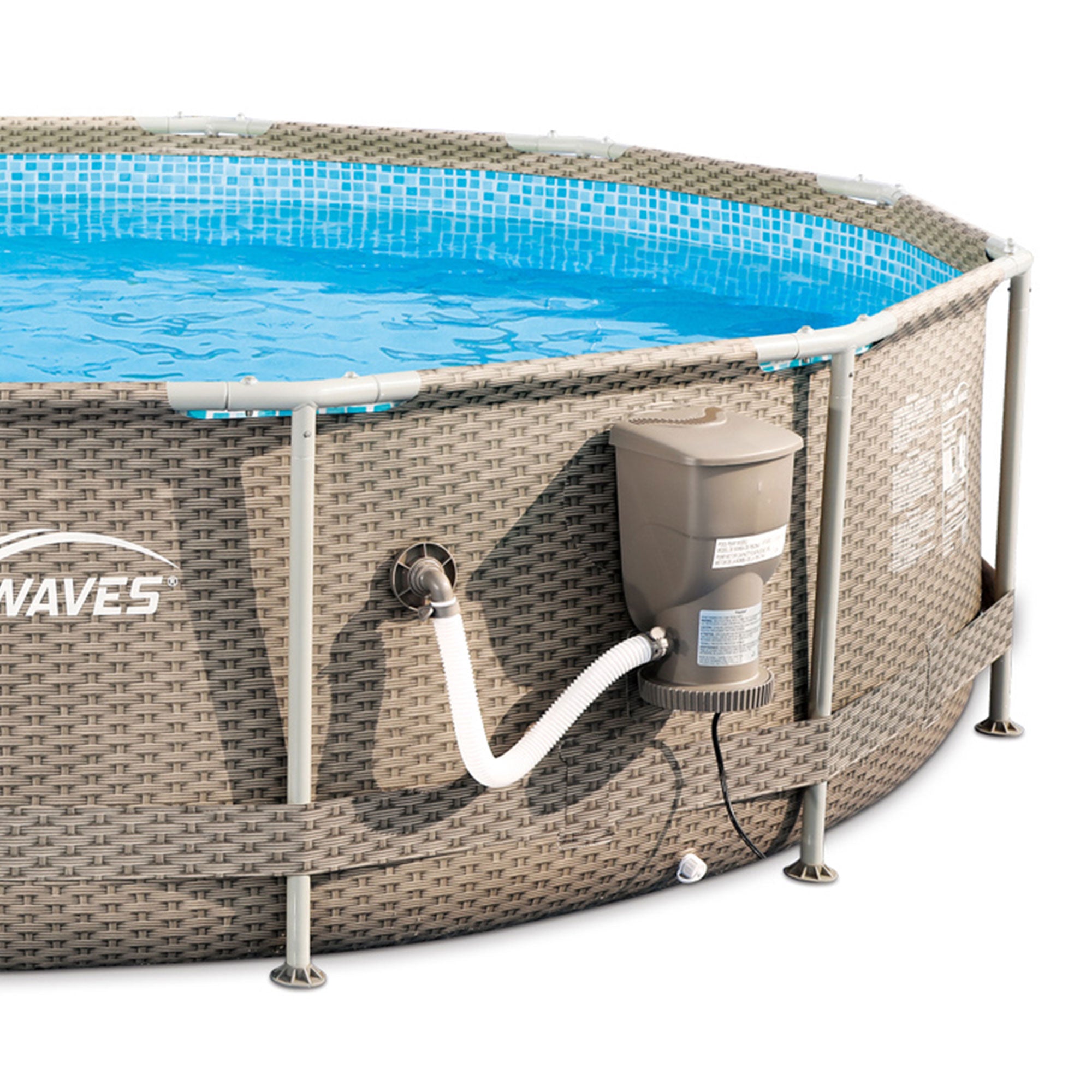 Summer Waves 12" x 30" Outdoor Round Frame Above Ground Swimming Pool with Pump