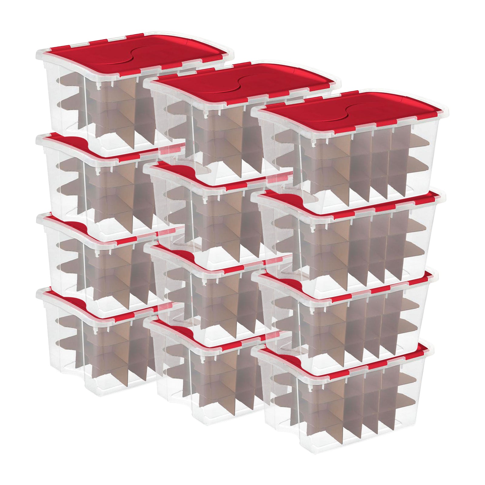 Sterilite 48 Quart Stackable Holiday Christmas 45 Ornament Storage Box (12 Pack) - VMInnovations