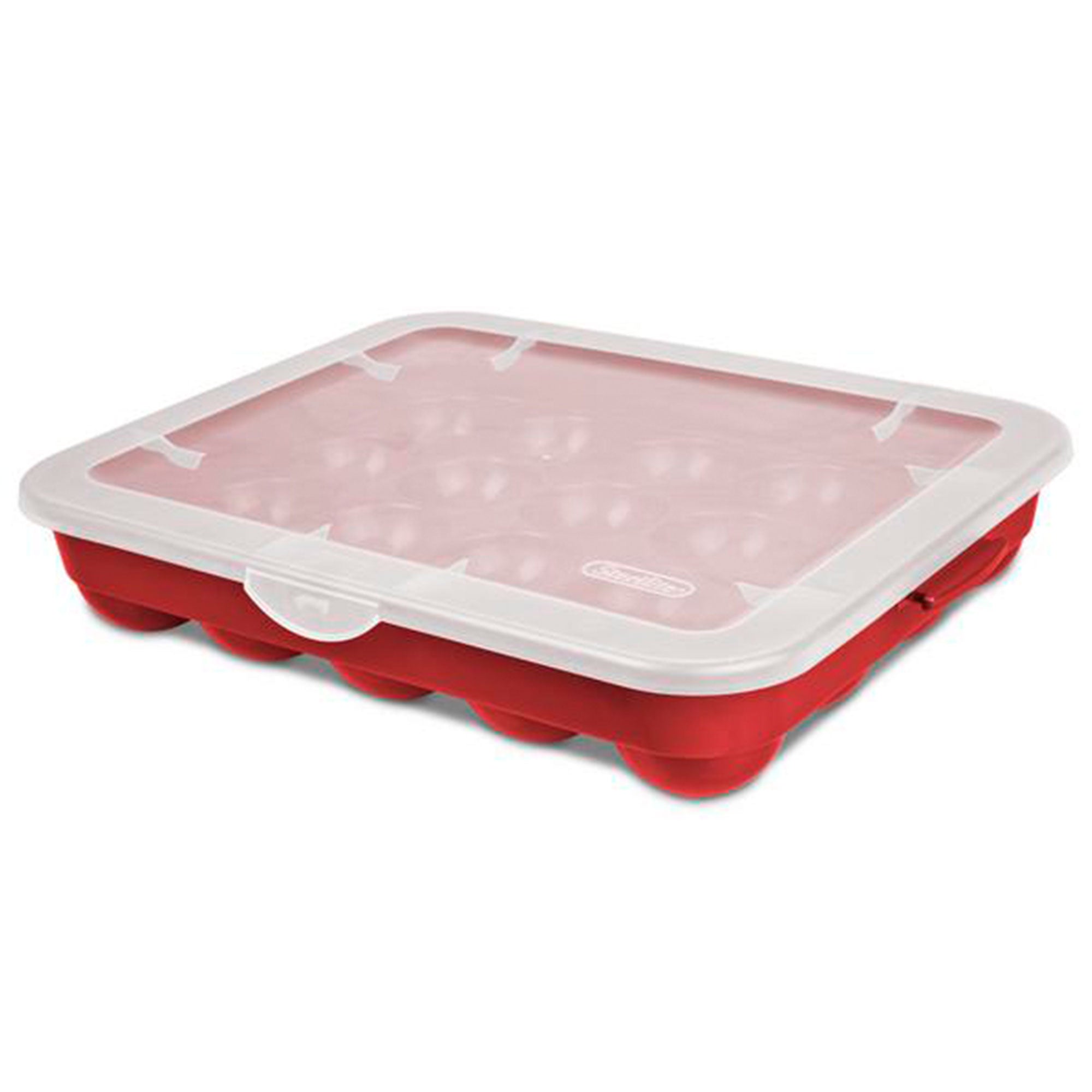 Sterilite 20 Compartment 3 Inch Ornament Storage Case with Lid, Red (12 Pack)
