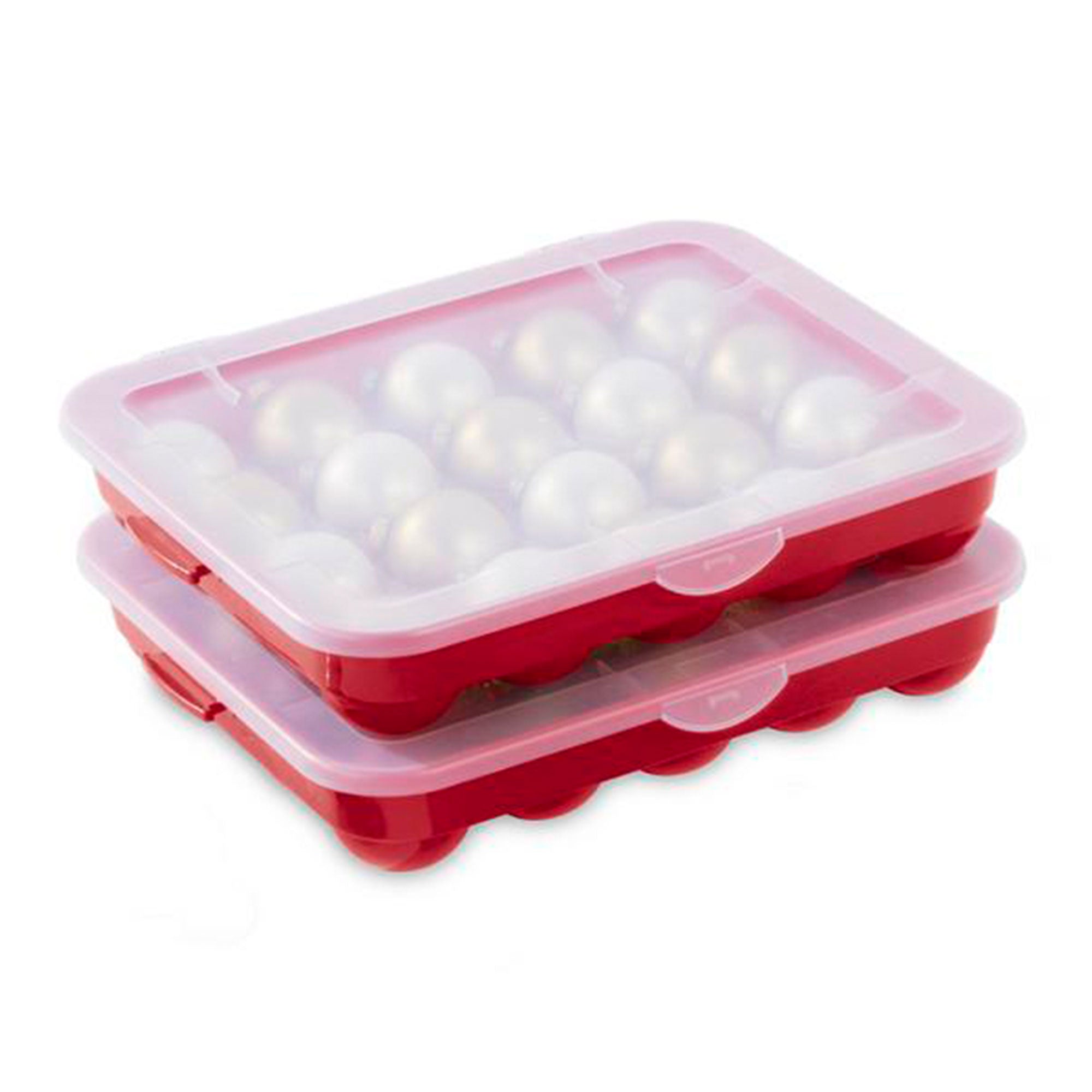 Sterilite 20 Compartment 3 Inch Ornament Storage Case with Lid, Red (18 Pack)