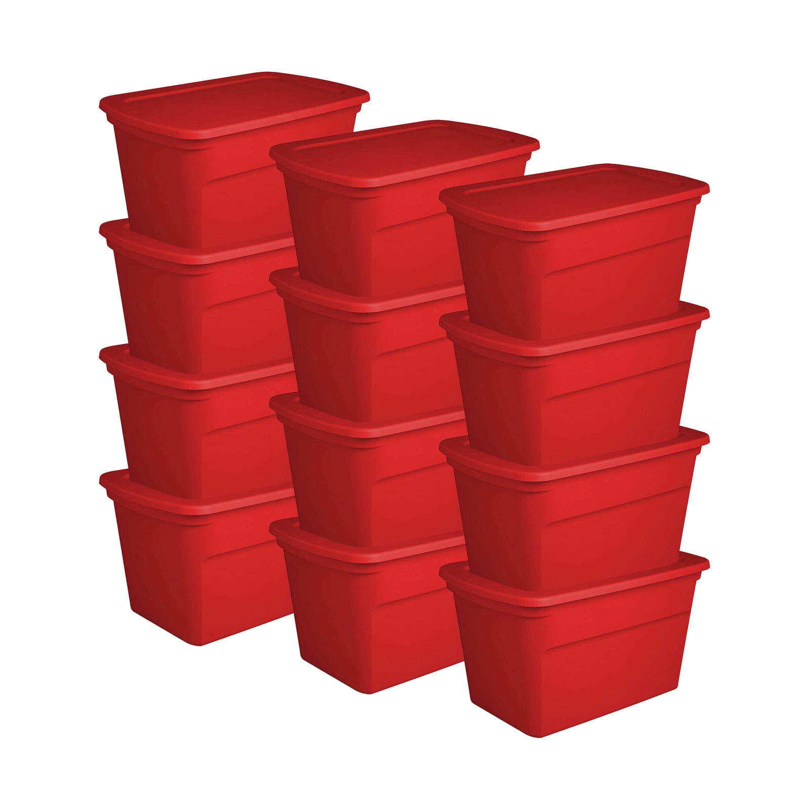 Sterilite Heavy Duty 30 Gallon Stacking Seasonal Storage Tote, Red (12 Pack) - VMInnovations