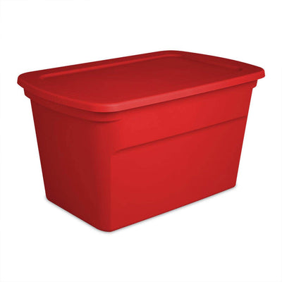 Sterilite Heavy Duty 30 Gallon Stacking Seasonal Storage Tote, Red (18 Pack)