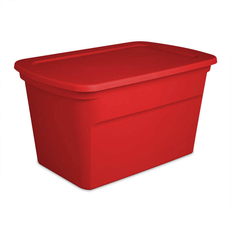 Sterilite Heavy Duty 30 Gallon Stacking Seasonal Storage Tote, Red (12 Pack)