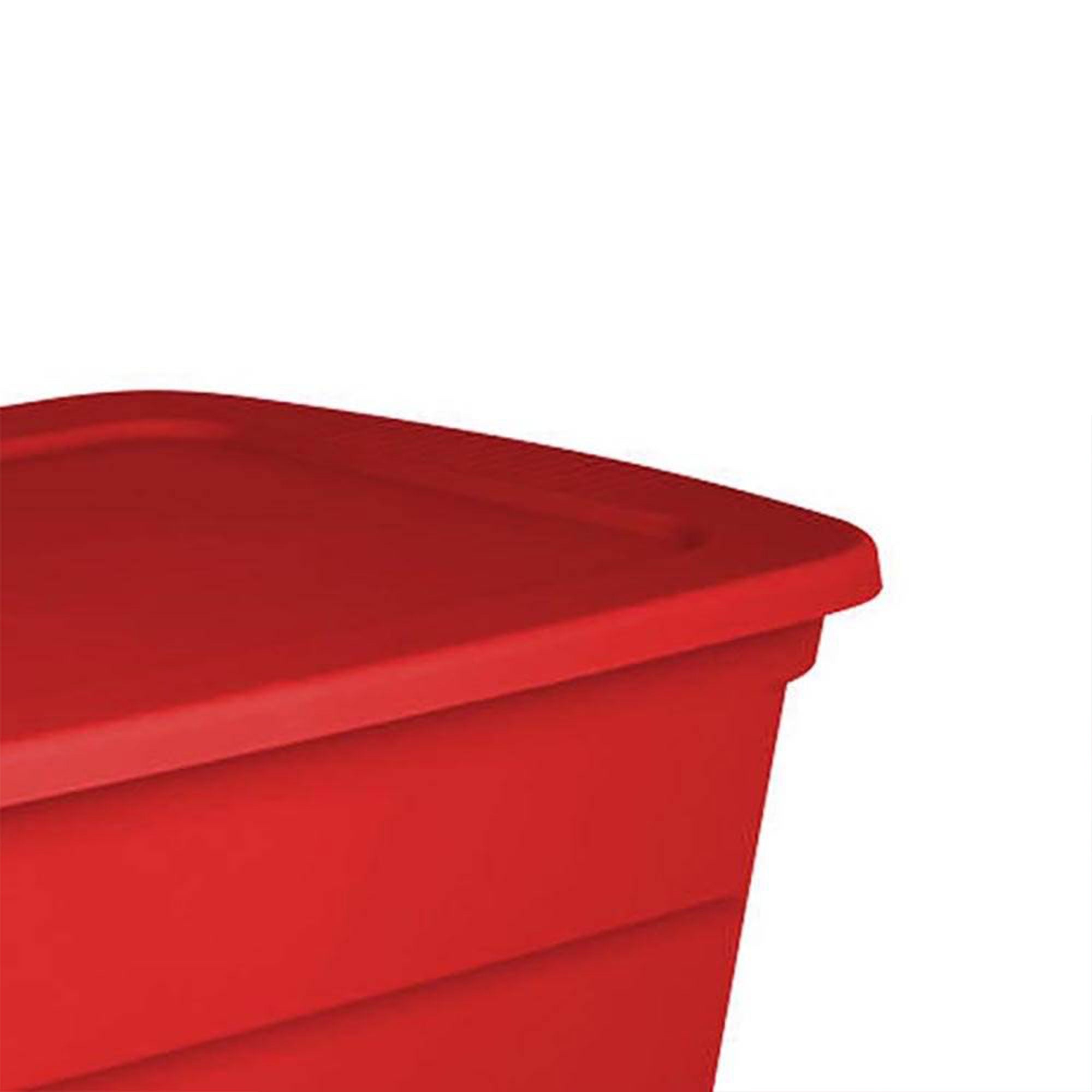 Sterilite 30 Gallon Durable Stacking Seasonal Storage Tote, Red (6 Pack)