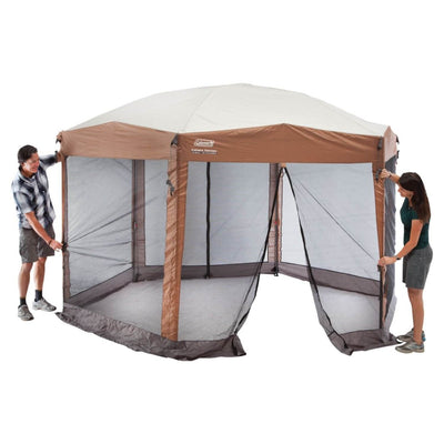Coleman Back Home 12x10 Foot Instant Screen House Hexagon Canopy & Utility Cart