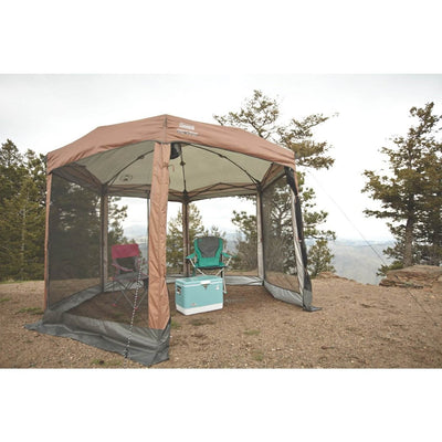 Coleman Back Home 12x10 Foot Instant Screen House Hexagon Canopy & Utility Cart