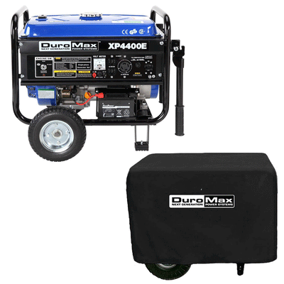 DuroMax 4400 Watt 7 Hp 8 Hour RV Grade Gas Generator & Generator Cover, Black