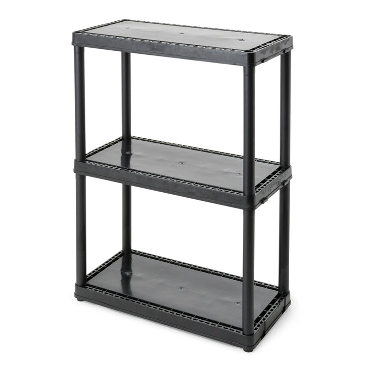 Gracious Living 3 Shelf Fixed Height Light Duty Storage Unit, Black (2 Pack)