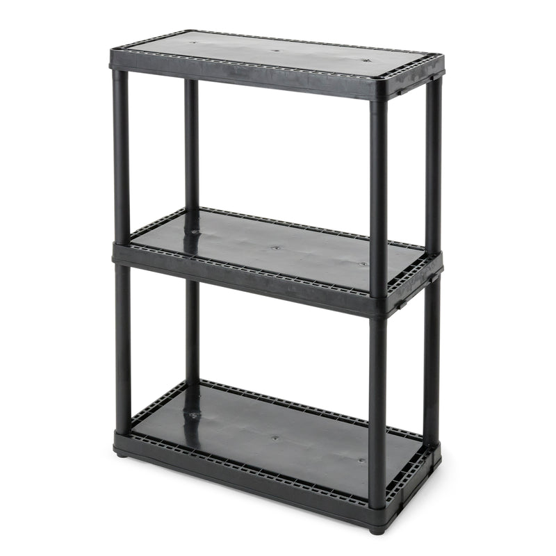 Gracious Living 3 Fixed Height Solid Light Duty Home Storage Unit, Black (Used)